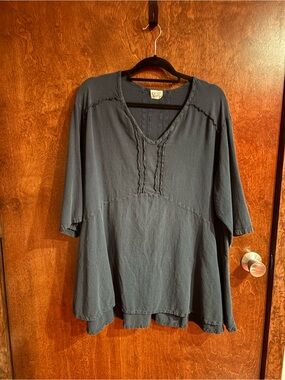 Oh My Gauze! Navy Blue V-Neck Gauze Tunic